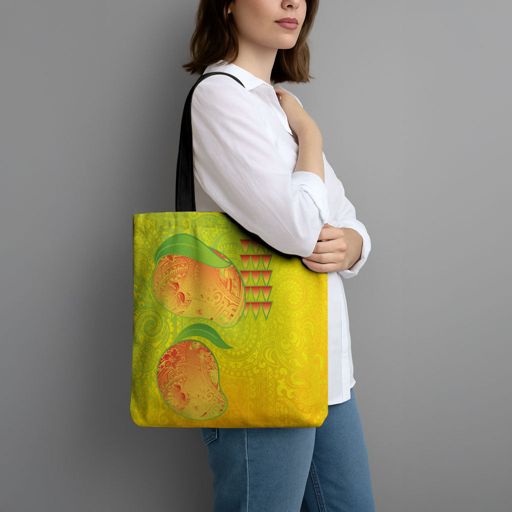 Hawaiian Mango Tote Bag Polynesian Art Pattern and Kakau Tattoo LT03 - Polynesian Pride