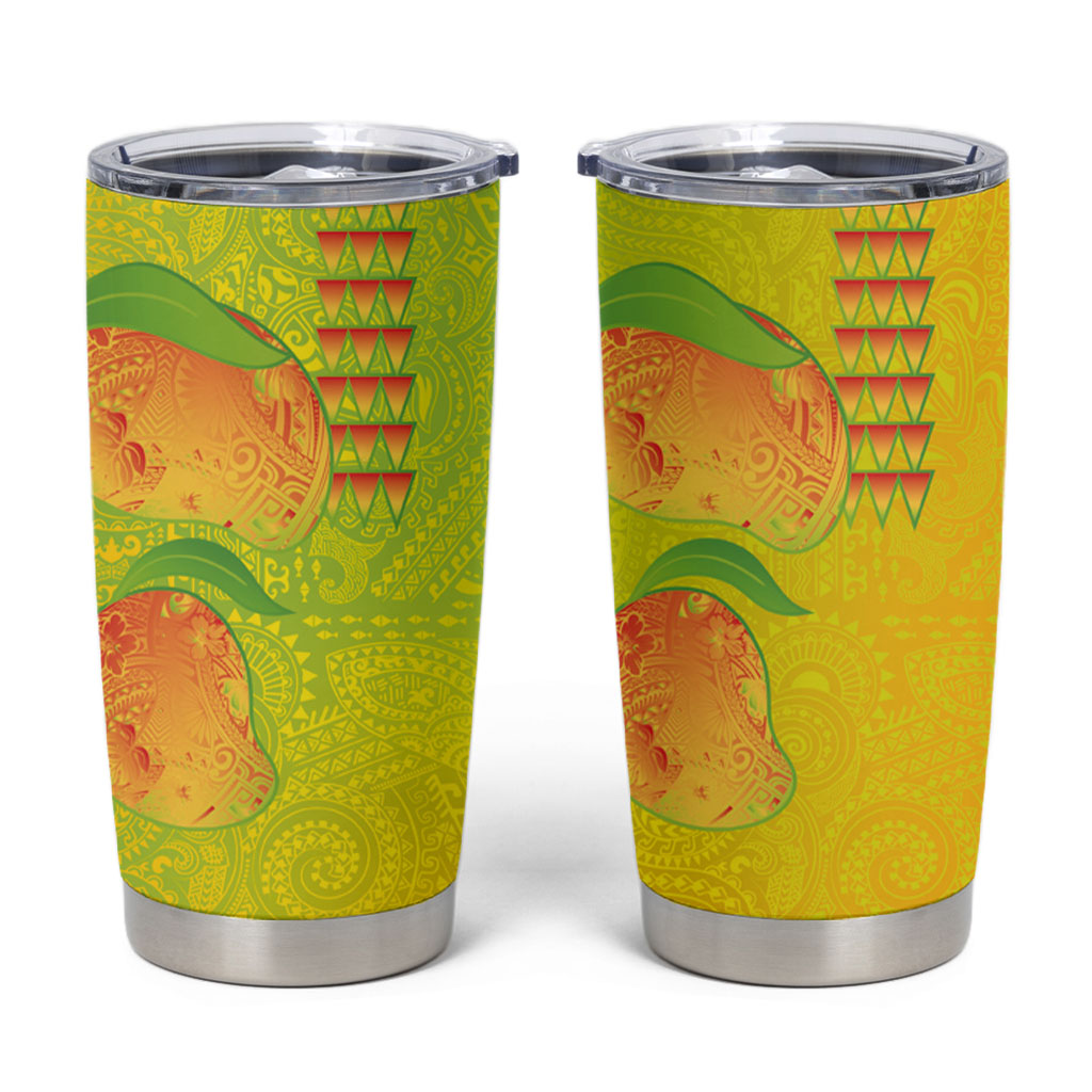 Hawaiian Mango Tumbler Cup Polynesian Art Pattern and Kakau Tattoo LT03 Yellow - Polynesian Pride
