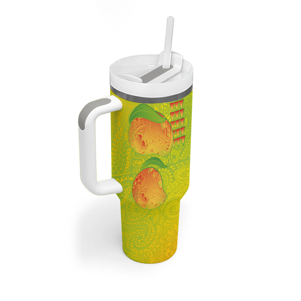 Hawaiian Mango Tumbler With Handle Polynesian Art Pattern and Kakau Tattoo LT03 - Polynesian Pride