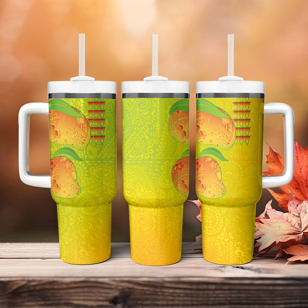Hawaiian Mango Tumbler With Handle Polynesian Art Pattern and Kakau Tattoo LT03 - Polynesian Pride