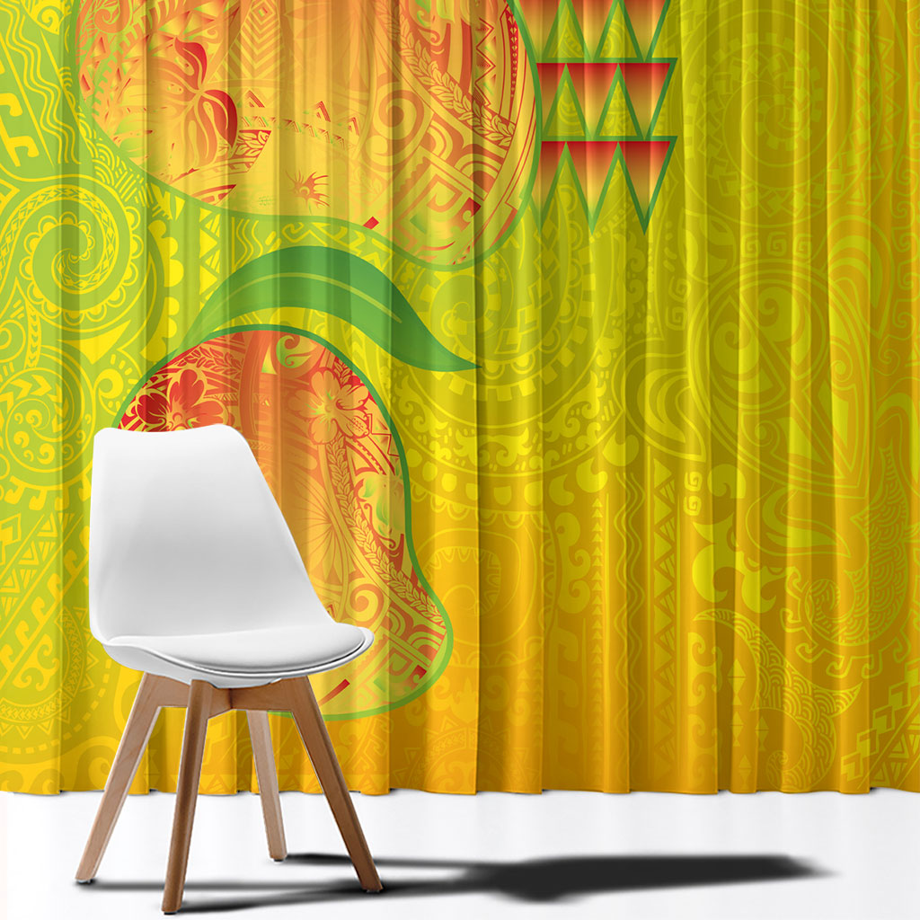 Hawaiian Mango Window Curtain Polynesian Art Pattern and Kakau Tattoo LT03 - Polynesian Pride