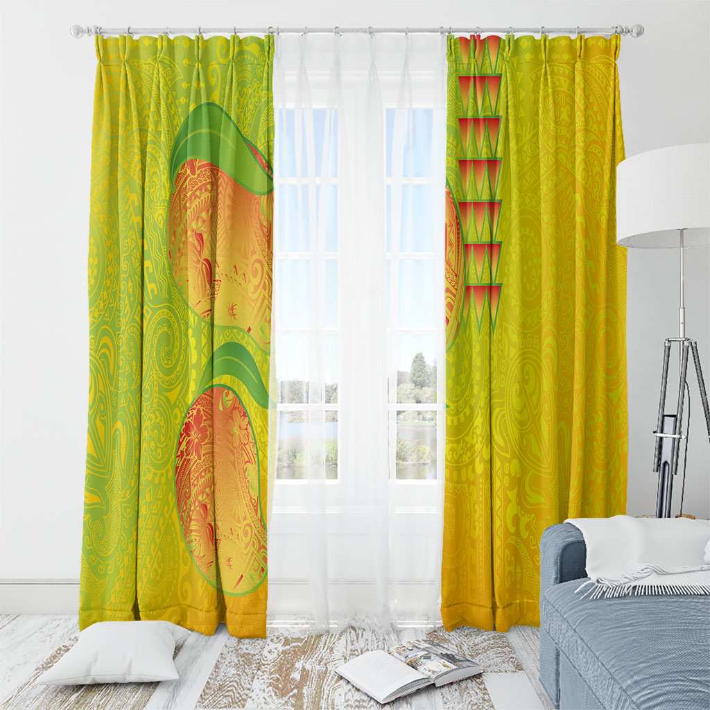 Hawaiian Mango Window Curtain Polynesian Art Pattern and Kakau Tattoo LT03 - Polynesian Pride