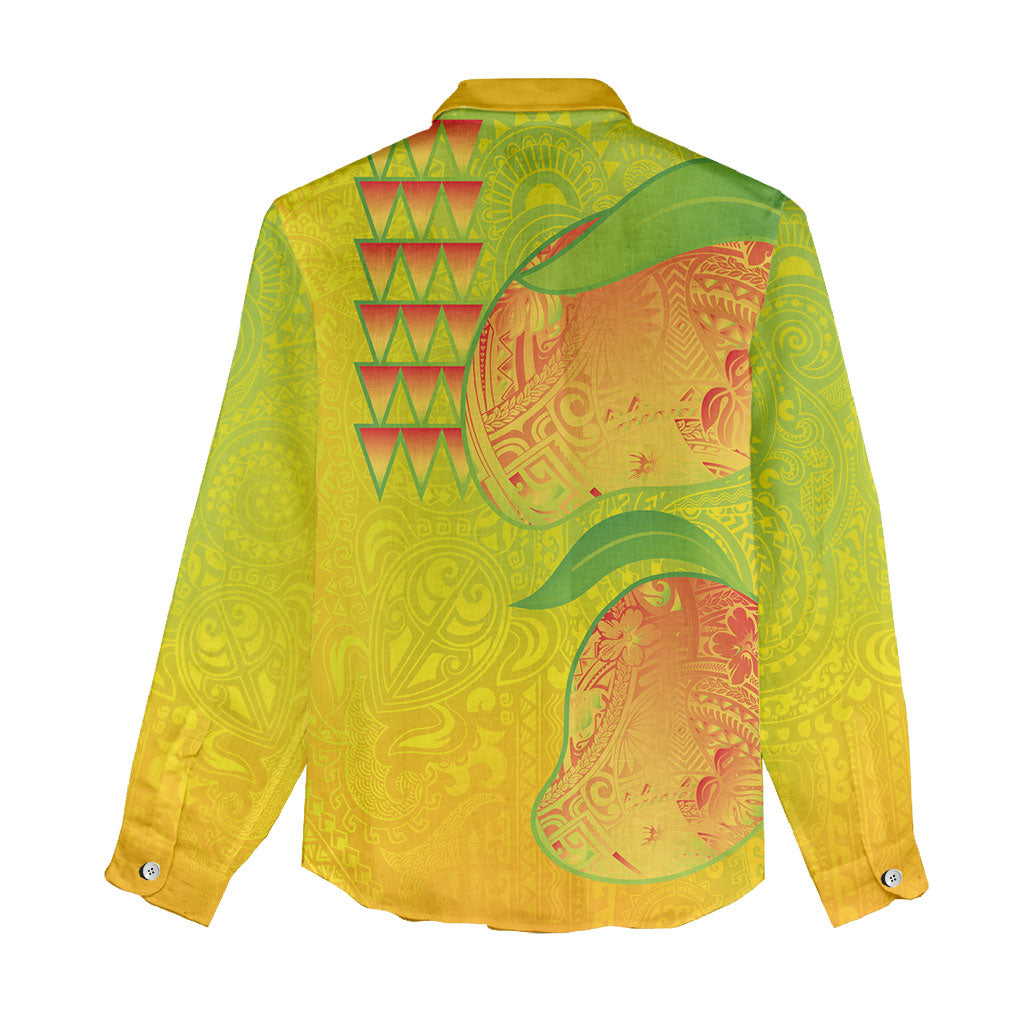 Hawaiian Mango Women Casual Shirt Polynesian Art Pattern and Kakau Tattoo LT03 - Polynesian Pride