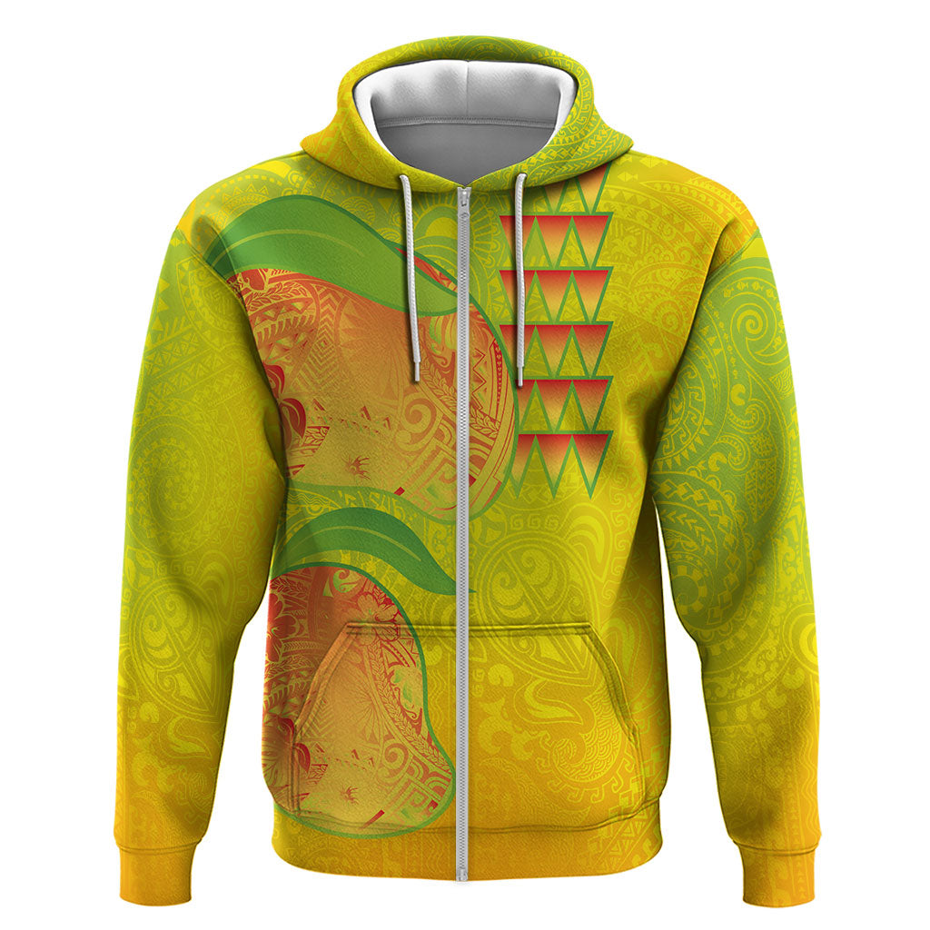 Hawaiian Mango Zip Hoodie Polynesian Art Pattern and Kakau Tattoo LT03 Zip Hoodie Yellow - Polynesian Pride