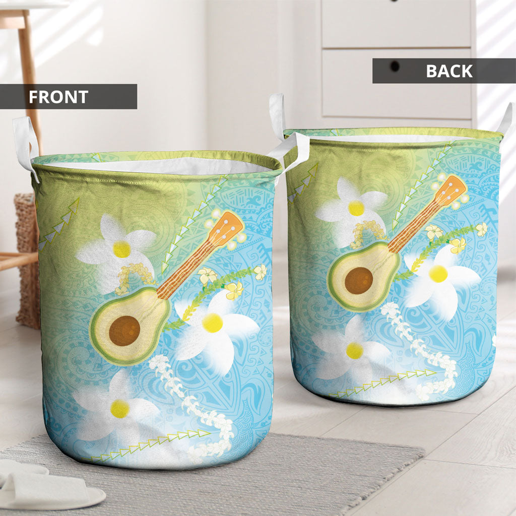Hawaiian Ukulele Avocado Laundry Basket Leis and Polynesian Pattern LT03 - Polynesian Pride
