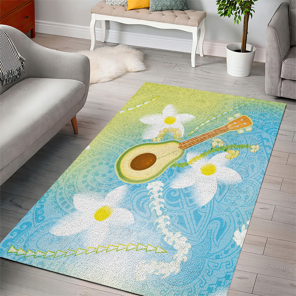 Hawaiian Ukulele Avocado Area Rug Leis and Polynesian Pattern LT03 - Polynesian Pride
