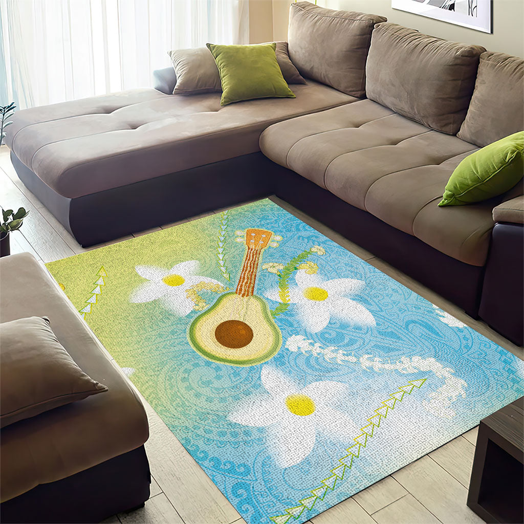Hawaiian Ukulele Avocado Area Rug Leis and Polynesian Pattern LT03 - Polynesian Pride