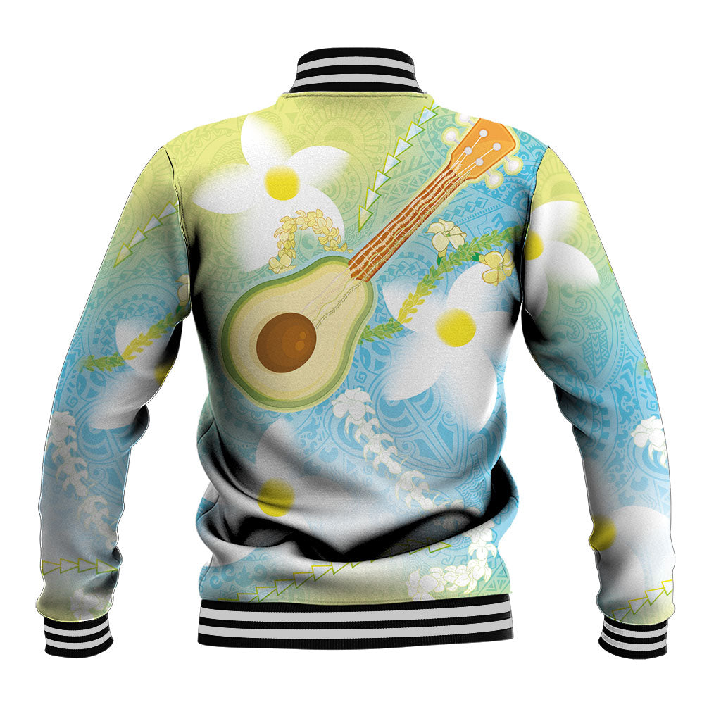 Hawaiian Ukulele Avocado Baseball Jacket Leis and Polynesian Pattern LT03 - Polynesian Pride