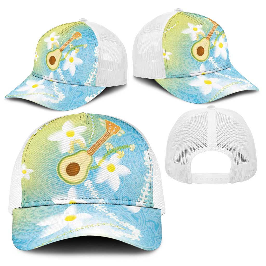 Hawaiian Ukulele Avocado Baseball Net Cap Leis and Polynesian Pattern LT03 - Polynesian Pride