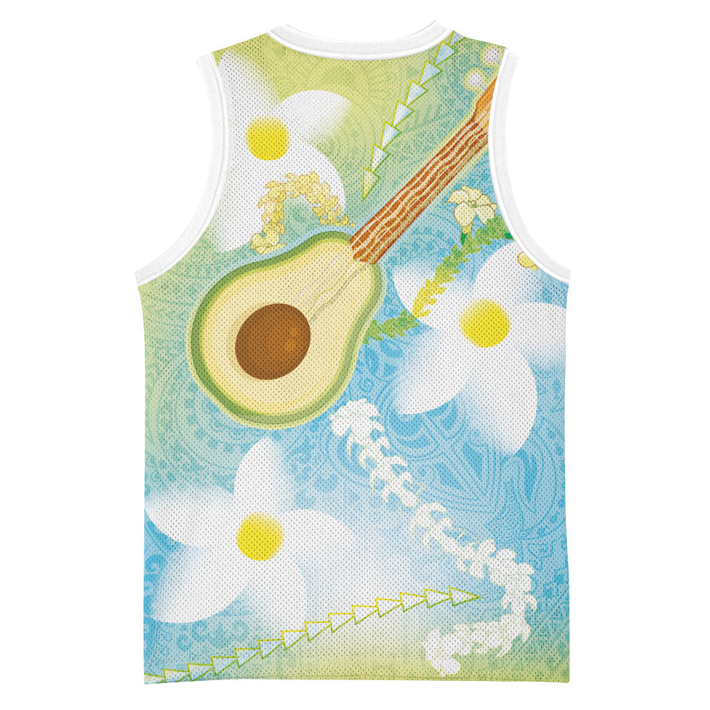 Hawaiian Ukulele Avocado Basketball Jersey Leis and Polynesian Pattern LT03 - Polynesian Pride