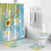 Hawaiian Ukulele Avocado Bathroom Set Leis and Polynesian Pattern LT03 Bathroom Set (4 pcs) White - Polynesian Pride