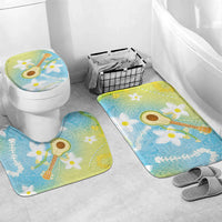 Hawaiian Ukulele Avocado Bathroom Set Leis and Polynesian Pattern LT03 Mat Set Only (3 pcs) One Size White - Polynesian Pride