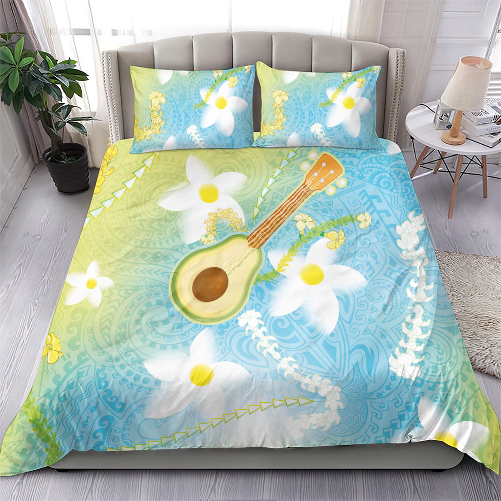 Hawaiian Ukulele Avocado Bedding Set Leis and Polynesian Pattern LT03 - Polynesian Pride