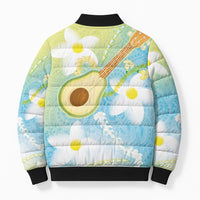 Hawaiian Ukulele Avocado Bomber Puffer Jacket Leis and Polynesian Pattern LT03 - Polynesian Pride