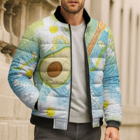 Hawaiian Ukulele Avocado Bomber Puffer Jacket Leis and Polynesian Pattern LT03 - Polynesian Pride
