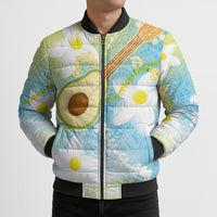 Hawaiian Ukulele Avocado Bomber Puffer Jacket Leis and Polynesian Pattern LT03 - Polynesian Pride