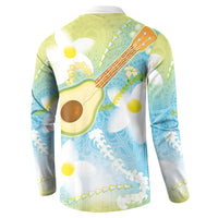 Hawaiian Ukulele Avocado Button Sweatshirt Leis and Polynesian Pattern LT03 - Polynesian Pride