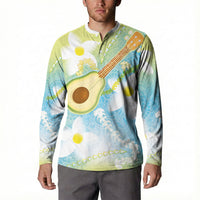 Hawaiian Ukulele Avocado Button Sweatshirt Leis and Polynesian Pattern LT03 - Polynesian Pride