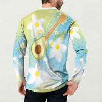 Hawaiian Ukulele Avocado Button Sweatshirt Leis and Polynesian Pattern LT03 - Polynesian Pride