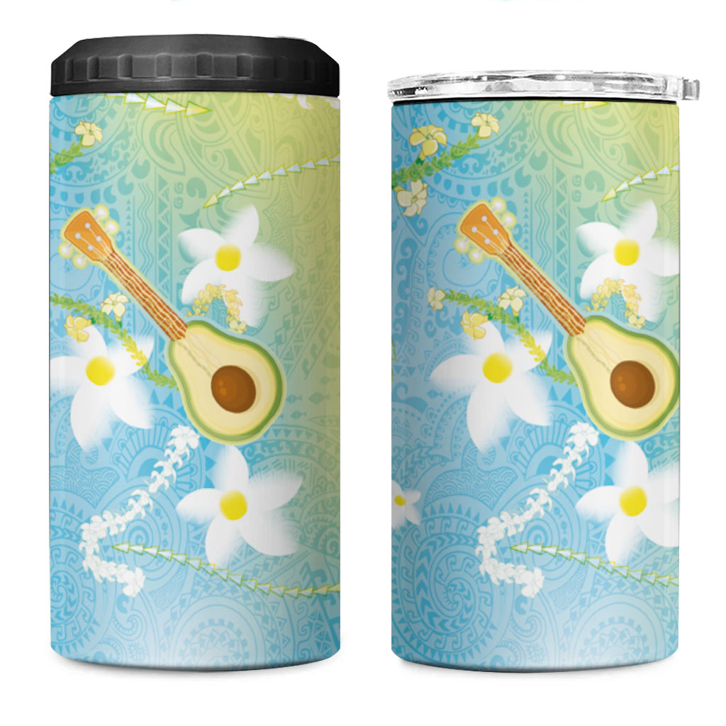 Hawaiian Ukulele Avocado 4 in 1 Can Cooler Tumbler Leis and Polynesian Pattern LT03 One Size: 16 oz White - Polynesian Pride