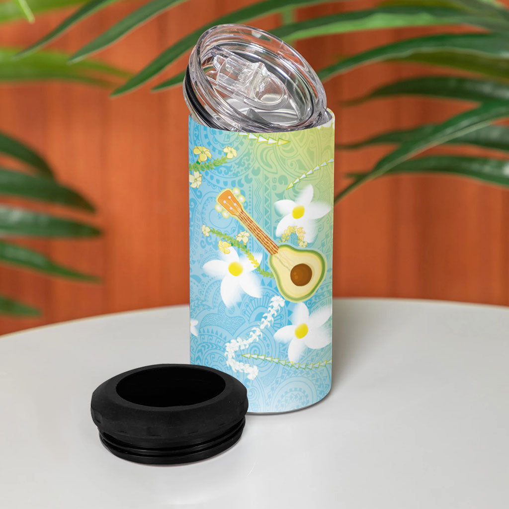 Hawaiian Ukulele Avocado 4 in 1 Can Cooler Tumbler Leis and Polynesian Pattern LT03 - Polynesian Pride