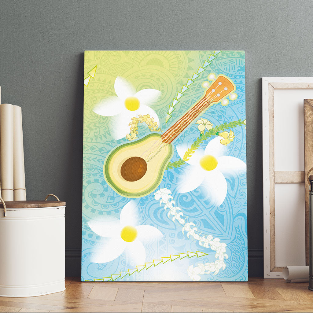 Hawaiian Ukulele Avocado Canvas Wall Art Leis and Polynesian Pattern LT03 - Polynesian Pride