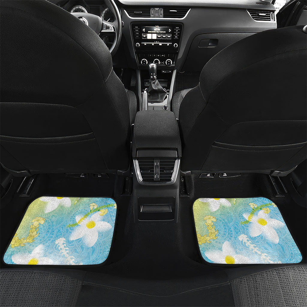 Hawaiian Ukulele Avocado Car Mats Leis and Polynesian Pattern LT03 Set 2pcs - Back White - Polynesian Pride