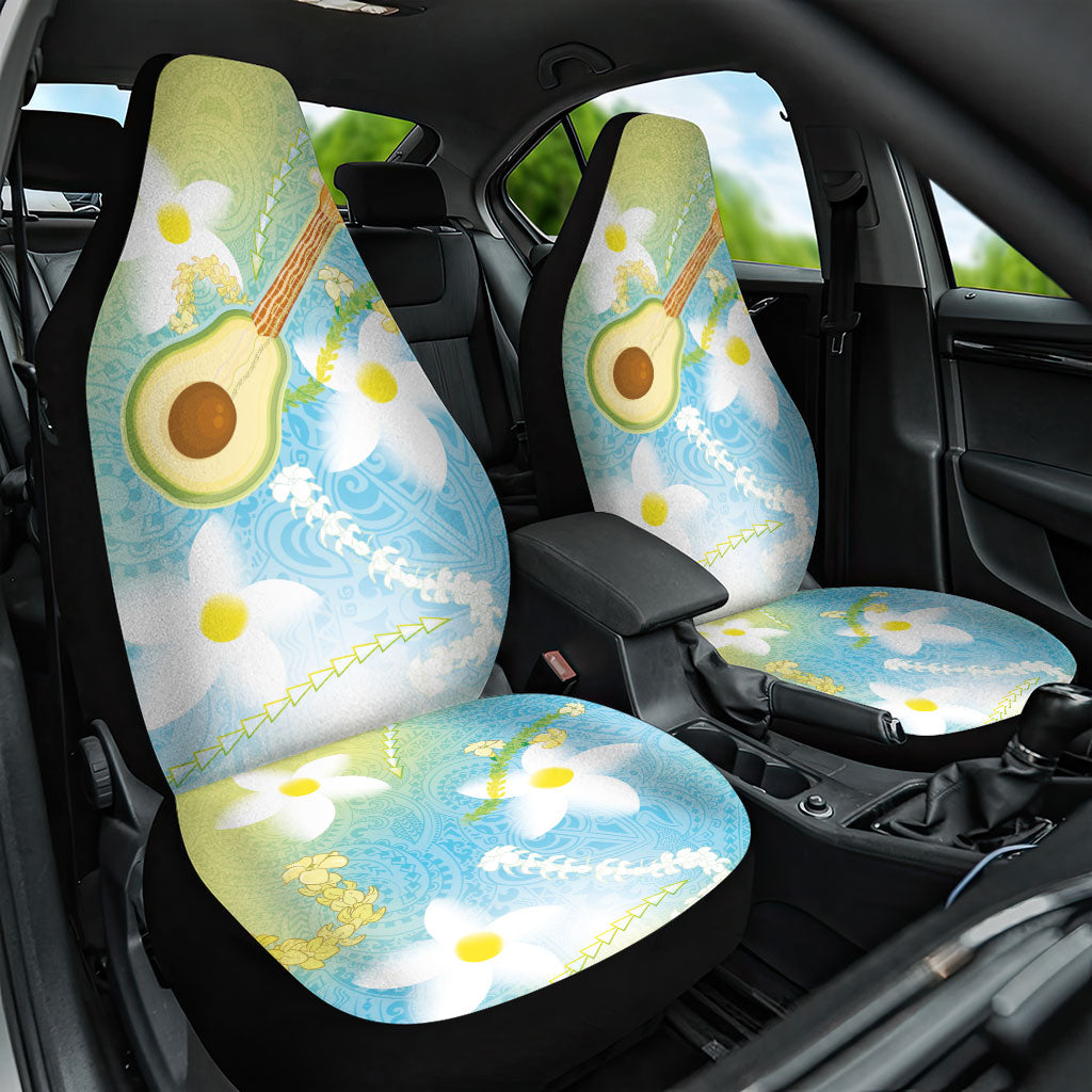 Hawaiian Ukulele Avocado Car Seat Cover Leis and Polynesian Pattern LT03 One Size White - Polynesian Pride