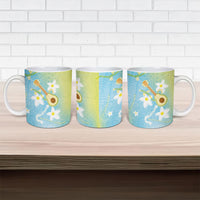Hawaiian Ukulele Avocado Ceramic Mug Leis and Polynesian Pattern LT03 - Polynesian Pride