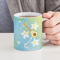Hawaiian Ukulele Avocado Ceramic Mug Leis and Polynesian Pattern LT03 - Polynesian Pride
