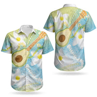 Hawaiian Ukulele Avocado Couples Matching Mermaid Dress and Hawaiian Shirt Leis and Polynesian Pattern LT03 - Polynesian Pride