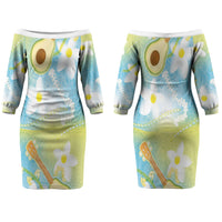 Hawaiian Ukulele Avocado Couples Matching Off The Shoulder Long Sleeve Dress and Long Sleeve Button Shirt Leis and Polynesian Pattern LT03 - Polynesian Pride