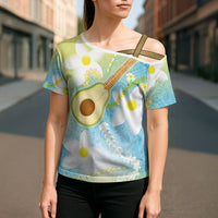 Hawaiian Ukulele Avocado Cross Shoulder Shirt Leis and Polynesian Pattern LT03 - Polynesian Pride