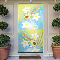 Hawaiian Ukulele Avocado Door Cover Leis and Polynesian Pattern LT03 White - Polynesian Pride