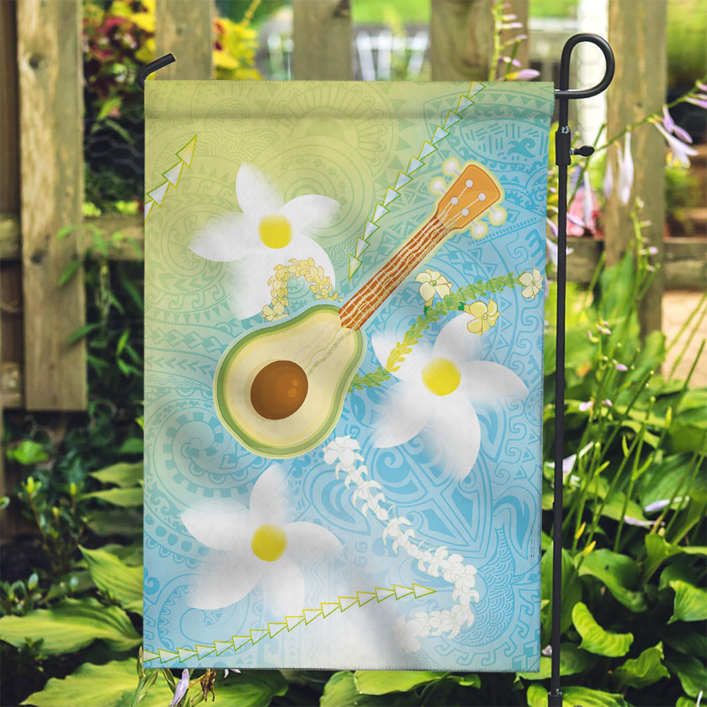 Hawaiian Ukulele Avocado Garden Flag Leis and Polynesian Pattern LT03 Garden Flag White - Polynesian Pride