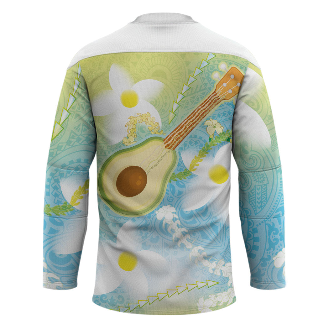 Hawaiian Ukulele Avocado Hockey Jersey Leis and Polynesian Pattern LT03 - Polynesian Pride