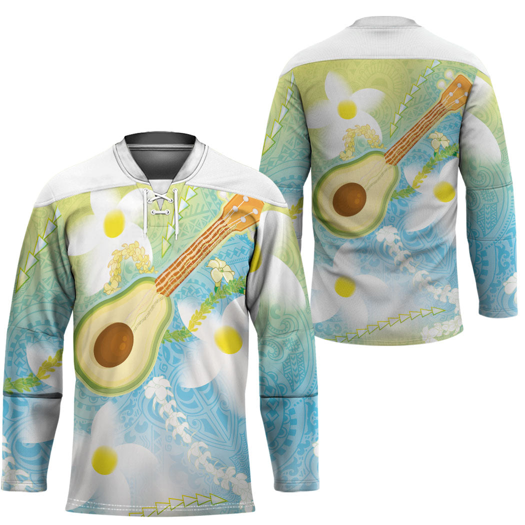 Hawaiian Ukulele Avocado Hockey Jersey Leis and Polynesian Pattern LT03 - Polynesian Pride
