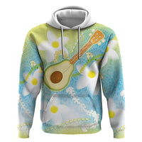 Hawaiian Ukulele Avocado Hoodie Leis and Polynesian Pattern LT03 Pullover Hoodie White - Polynesian Pride