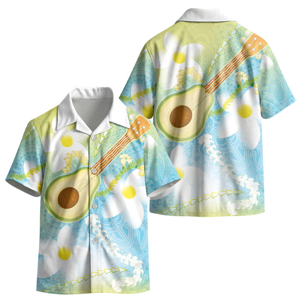 Hawaiian Ukulele Avocado Kid Hawaiian Shirt Leis and Polynesian Pattern LT03 - Polynesian Pride