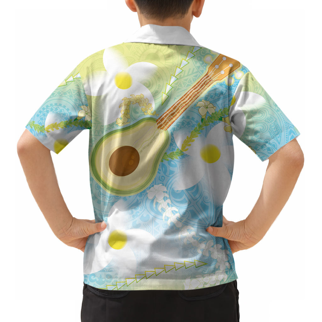 Hawaiian Ukulele Avocado Kid Hawaiian Shirt Leis and Polynesian Pattern LT03 - Polynesian Pride