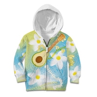 Hawaiian Ukulele Avocado Kid Hoodie Leis and Polynesian Pattern LT03 Zip Hoodie White - Polynesian Pride