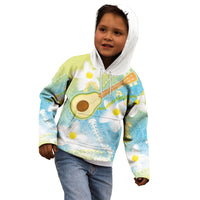 Hawaiian Ukulele Avocado Kid Hoodie Leis and Polynesian Pattern LT03 - Polynesian Pride