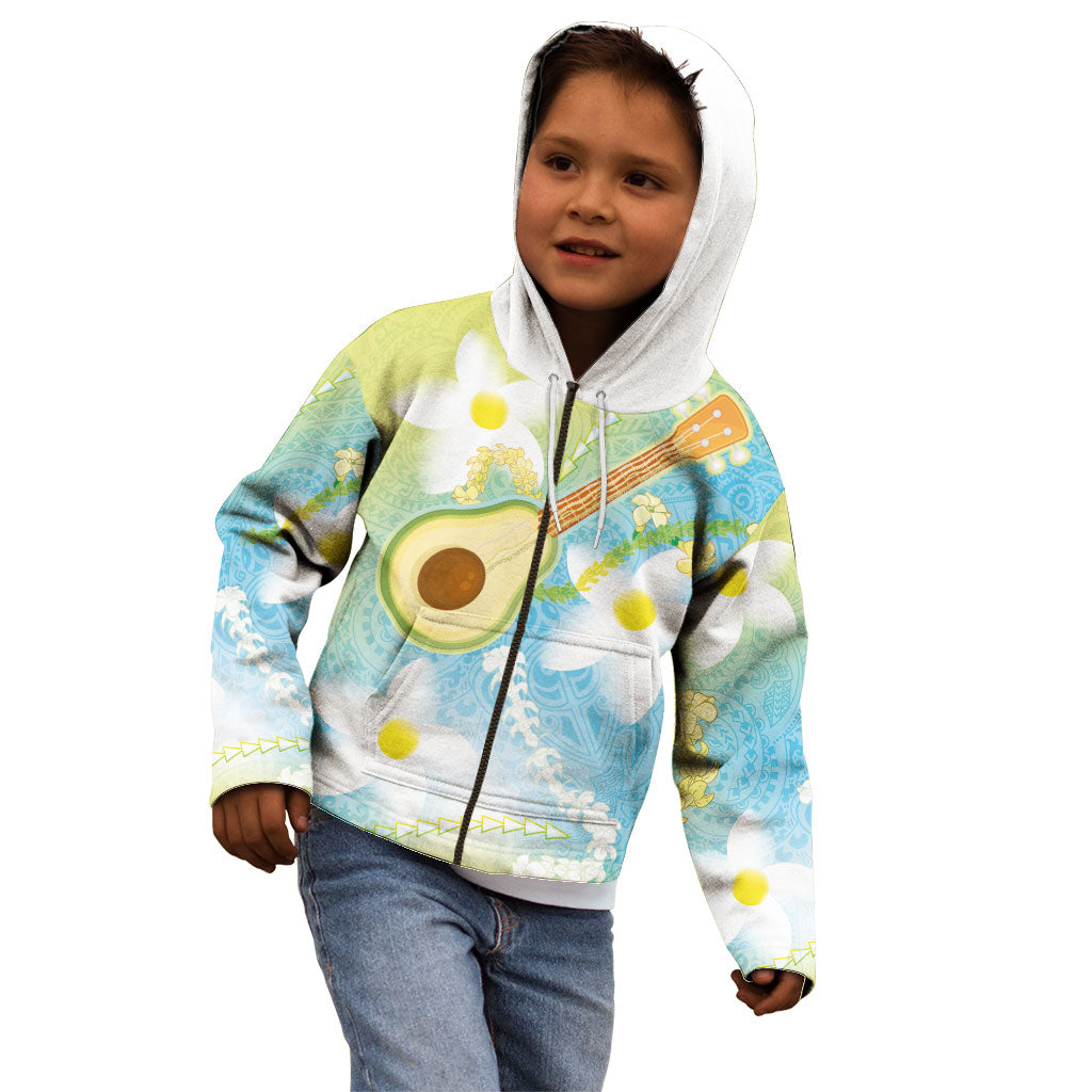 Hawaiian Ukulele Avocado Kid Hoodie Leis and Polynesian Pattern LT03 - Polynesian Pride