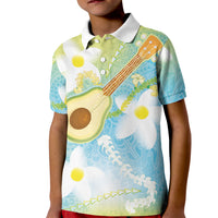 Hawaiian Ukulele Avocado Kid Polo Shirt Leis and Polynesian Pattern LT03 Kid White - Polynesian Pride