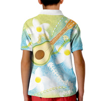 Hawaiian Ukulele Avocado Kid Polo Shirt Leis and Polynesian Pattern LT03 - Polynesian Pride