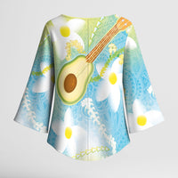 Hawaiian Ukulele Avocado Kimono Sleeve Blouse Leis and Polynesian Pattern LT03 - Polynesian Pride