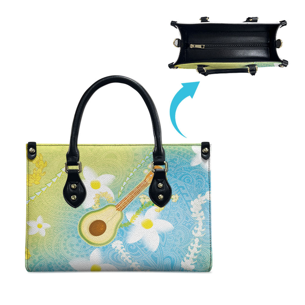 Hawaiian Ukulele Avocado Leather Bag Leis and Polynesian Pattern LT03 - Polynesian Pride
