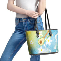 Hawaiian Ukulele Avocado Leather Tote Bag Leis and Polynesian Pattern LT03 - Polynesian Pride
