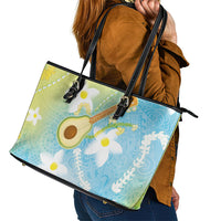 Hawaiian Ukulele Avocado Leather Tote Bag Leis and Polynesian Pattern LT03 - Polynesian Pride