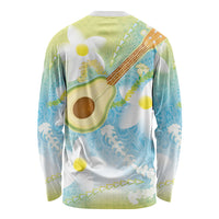 Hawaiian Ukulele Avocado Long Sleeve Shirt Leis and Polynesian Pattern LT03 - Polynesian Pride